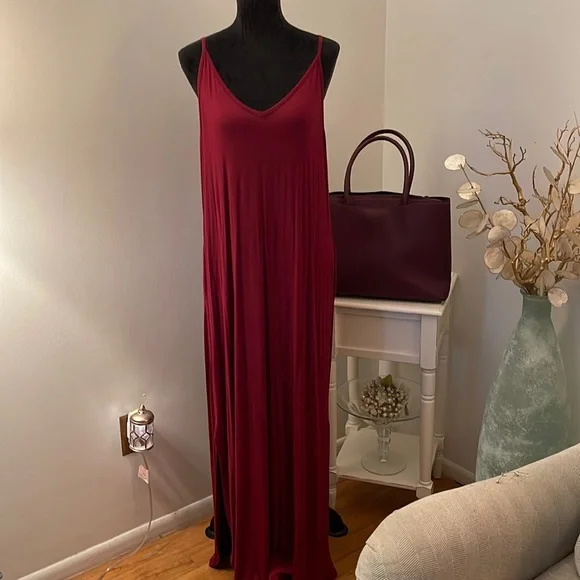 burgundy tank dress The Sculpt Racerback Tank Midi Dress In Merlot main image 0